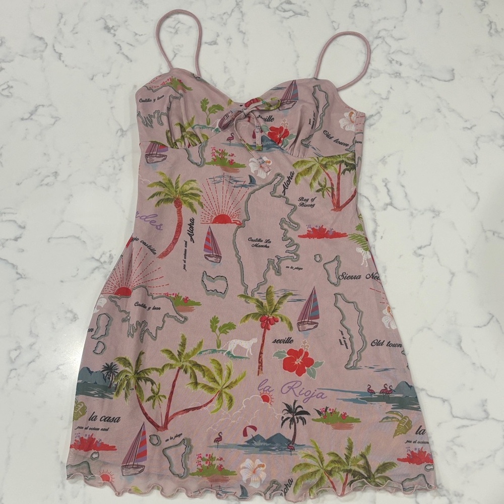 Urban Outfitters Mesh Vacation Print Dreas